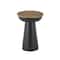 21" Black Metal Pedestal Accent Table with Brown Wood Tabletop